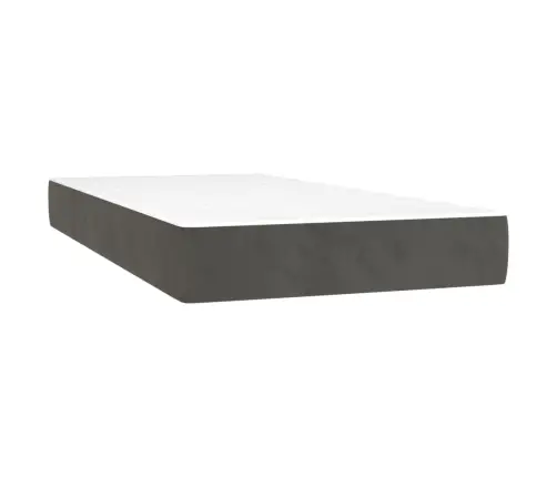 Atsperu Gulta Ar Matraci, Led, Tumši Pelēks Samts, 90X200 Cm Vidaxl