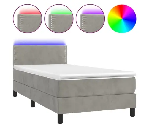 Kontinentaalvoodi Madrats Ja Led, Helehall, 100X200 cm Samet