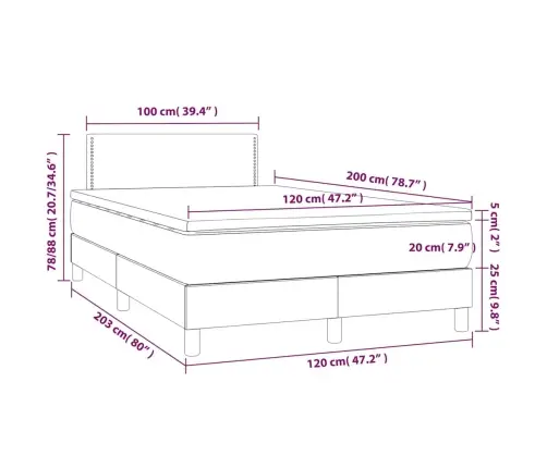 Kontinentaalvoodi Madrats, Led, Tumeroheline, 120X200 cm Samet