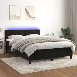 Lova Su Spyruoklėmis/Čiužiniu/Led, Juoda, 140X200cm Aksomas