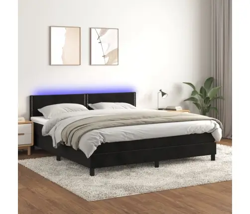 Kontinentaalvoodi Madrats Ja Led, Must, 180X200 cm Samet