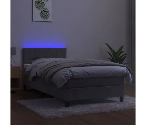 Kontinentaalvoodi Madrats Ja Led, Helehall, 90X190 cm Samet