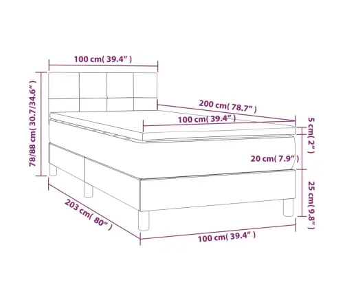 Kontinentaalvoodi Madrats, Led, Roosa, 100X200 cm Samet