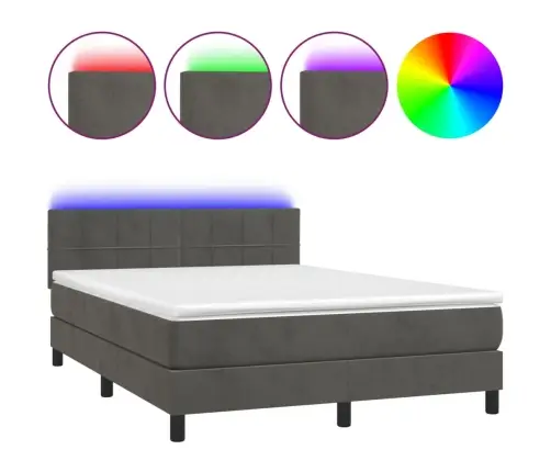 Kontinentaalvoodi Madrats Ja Led, Tumehall, 140X190 cm Samet