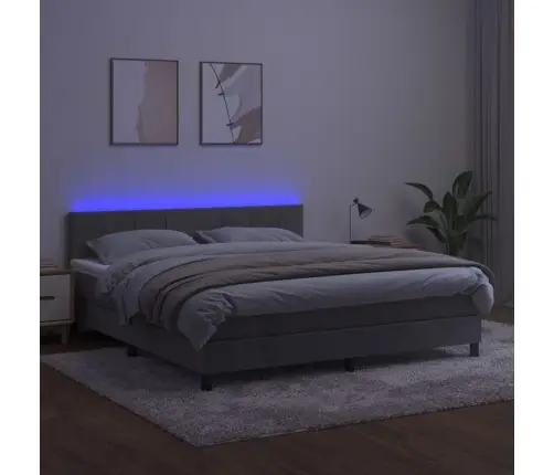 Kontinentaalvoodi Madrats Ja Led, Helehall, 180X200 cm Samet