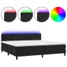 Atsperu Gulta Ar Matraci, Led, Melns Samts, 200X200 Cm Vidaxl