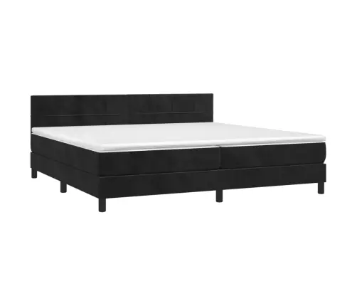 Atsperu Gulta Ar Matraci, Led, Melns Samts, 200X200 Cm Vidaxl