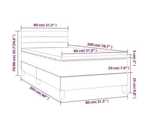 Atsperu Gulta Ar Matraci, Led, Tumši Zaļš Samts, 80X200 Cm Vidaxl