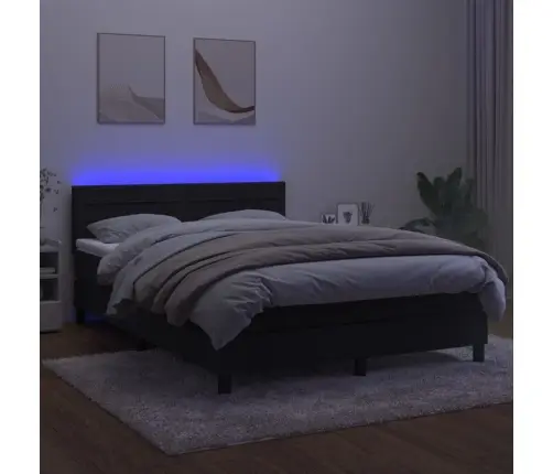 Lova Su Spyruokliniu/Čiužiniu/Led, Juoda, 140X200cm Aksominė