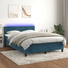 Lova Su Spyruoklėmis/Čiužiniu/Led, Mėlyna, 140X200cm Aksomas Lova Su Spyruoklėmis/Čiužiniu/Led, Mėlyna, 140X200cm Aksomas