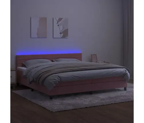 Kontinentaalvoodi Madrats, Led, Roosa, 200X200 cm Samet