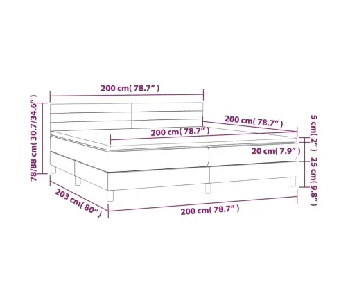 Kontinentaalvoodi Madrats, Led, Roosa, 200X200 cm Samet