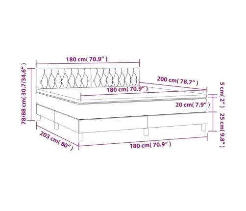 Atsperu Gulta Ar Matraci, Led, Melns Samts, 180X200 Cm Vidaxl