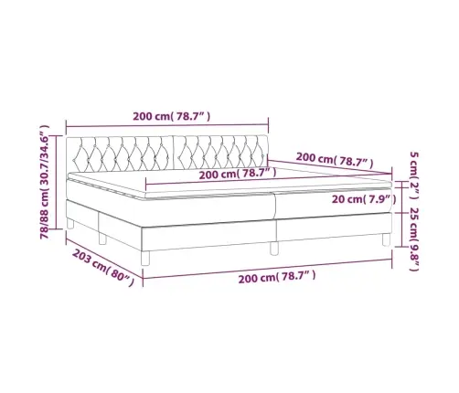 Kontinentaalvoodi Madrats, Led, Tumesinine, 200X200 cm Samet
