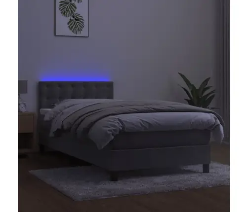 Kontinentaalvoodi Madrats Ja Led, Helehall, 80X200 cm Samet