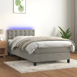 Kontinentaalvoodi Madrats Ja Led, Helehall, 80X200 cm Samet
