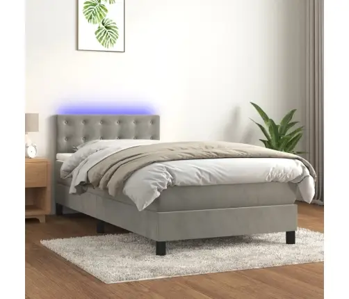 Kontinentaalvoodi Madrats Ja Led, Helehall, 80X200 cm Samet