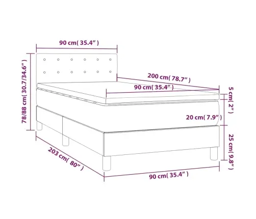 Atsperu Gulta Ar Matraci, Led, Tumši Zaļš Samts, 90X200 Cm Vidaxl