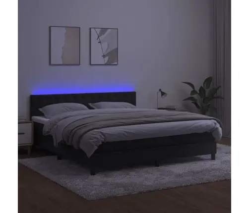 Kontinentaalvoodi Madrats Ja Led, Must, 160X200 cm Samet
