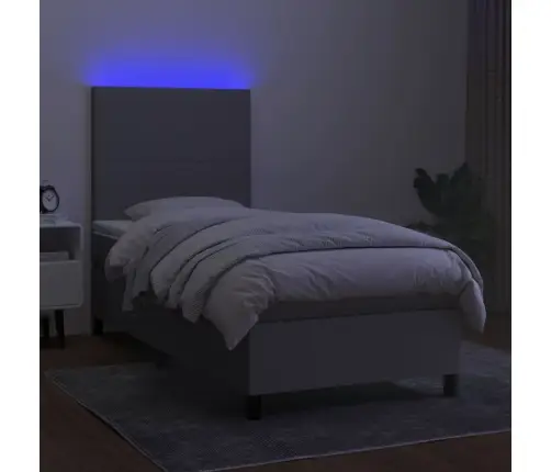 Atsperu Gulta Ar Matraci, Led, Gaiši Pelēks Audums, 100X200 Cm Vidaxl