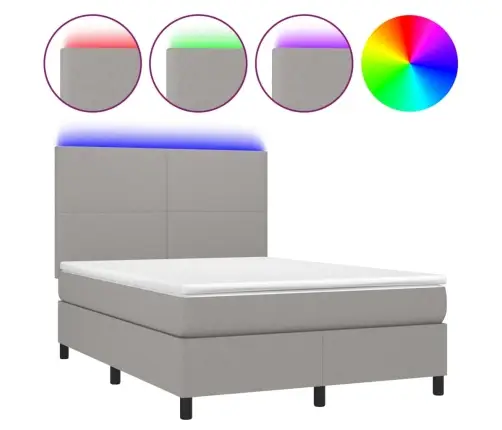 Atsperu Gulta Ar Matraci, Led, Gaiši Pelēks Audums, 140X200 Cm Vidaxl