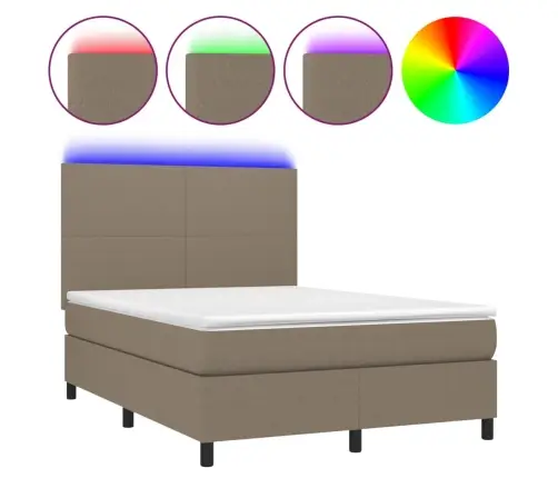 Lova Su Spyruoklėmis/Čiužiniu/Led, Taupe, 140X200 cm Audinys