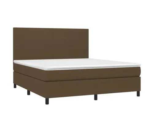 Atsperu Gulta Ar Matraci, Led, Tumši Brūns Audums, 160X200 Cm Vidaxl