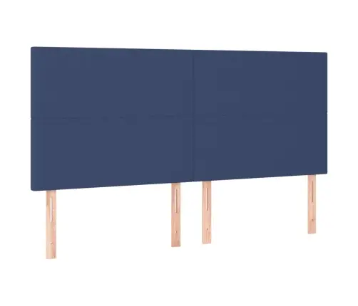 Atsperu Gulta Ar Matraci, Led, Zils Audums, 200X200 Cm Vidaxl