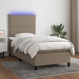 Lova Su Spyruoklėmis/Čiužiniu/Led, Taupe, 90X190 cm Audinys