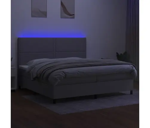 Lova Su Spyruoklėmis/Čiužiniu/Led, Pilka, 200X200 cm Audinys