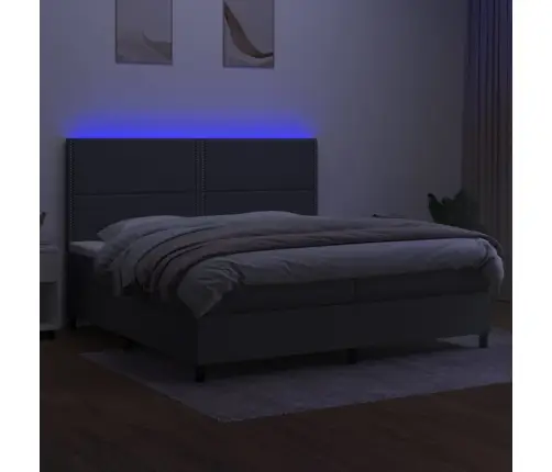 Atsperu Gulta Ar Matraci, Led, Tumši Pelēka Audums, 200X200 Cm Vidaxl