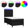 Atsperu Gulta Ar Matraci, Led, Melns Audums, 90X190 Cm Vidaxl