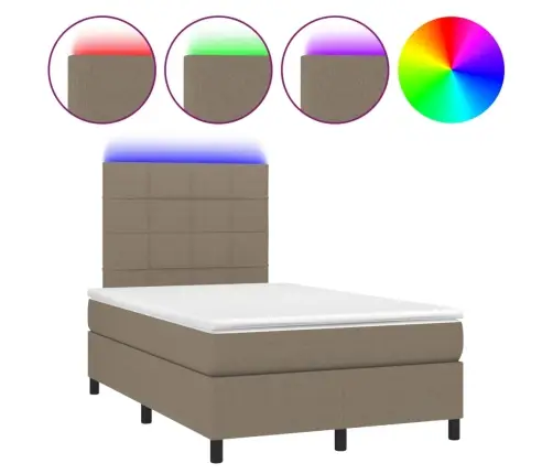 Atsperu Gulta Ar Matraci, Led, Pelēkbrūns Audums, 120X200 Cm Vidaxl