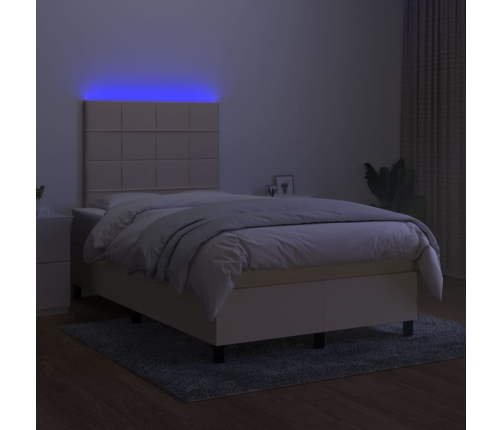 Atsperu Gulta Ar Matraci, Led, Krēmkrāsas Audums, 120X200 Cm Vidaxl