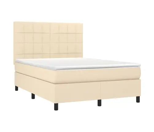 Lova Su Spyruoklėmis/Čiužiniu/Led, Kreminė, 140X200 cm Audinys