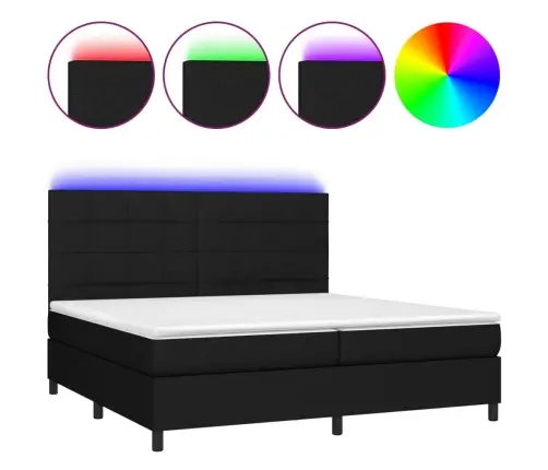 Atsperu Gulta Ar Matraci, Led, Melns Audums, 200X200 Cm Vidaxl