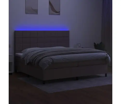 Atsperu Gulta Ar Matraci, Led, Pelēkbrūns Audums, 200X200 Cm Vidaxl