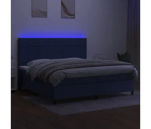 Kontinentaalvoodi Madrats Ja Led, Sinine, 200X200 cm Kangas