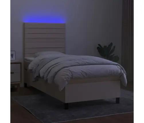 Atsperu Gulta Ar Matraci, Led, Krēmkrāsas Audums, 80X200 Cm Vidaxl