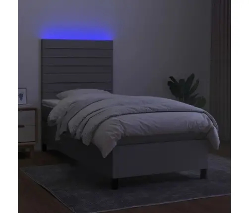 Atsperu Gulta Ar Matraci, Led, Gaiši Pelēks Audums, 90X200 Cm Vidaxl