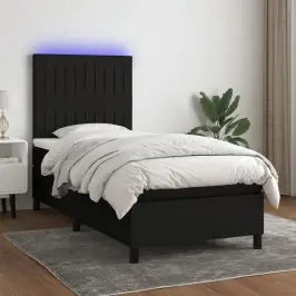 Atsperu Gulta Ar Matraci, Led, Melns Audums, 100X200 Cm Vidaxl Atsperu Gulta Ar Matraci, Led, Melns Audums, 100X200 Cm Vidaxl