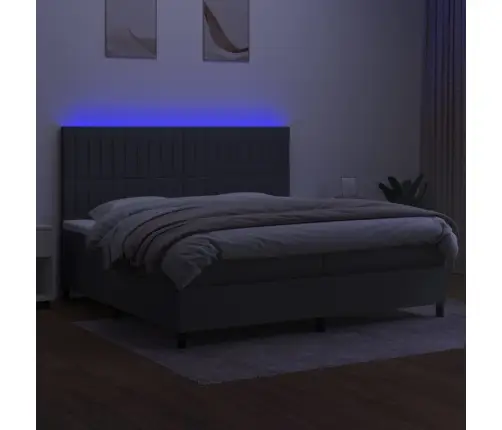 Lova Su Spyruoklėmis/Čiužiniu/Led, Pilka, 200X200 cm Audinys