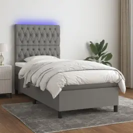 Atsperu Gulta Ar Matraci, Led, Tumši Pelēks Audums, 90X190 Cm Vidaxl Atsperu Gulta Ar Matraci, Led, Tumši Pelēks Audums, 90X190 Cm Vidaxl