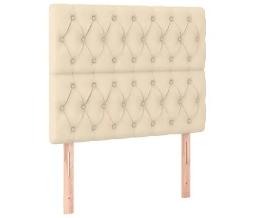 Atsperu Gulta Ar Matraci, Led, Krēmkrāsas Audums, 90X190 Cm Vidaxl