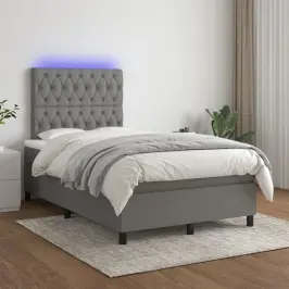 Atsperu Gulta Ar Matraci, Led, Tumši Pelēks Audums, 120X200 Cm Vidaxl
