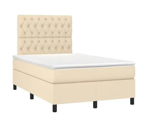 Lova Su Spyruoklėmis/Čiužiniu/Led, Kreminė, 120X200cm Audinys