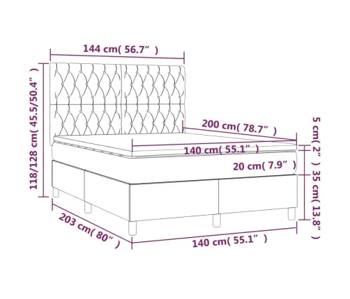 Lova Su Spyruoklėmis/Čiužiniu/Led, Pilka, 140X200 cm Audinys Lova Su Spyruoklėmis/Čiužiniu/Led, Pilka, 140X200 cm Audinys