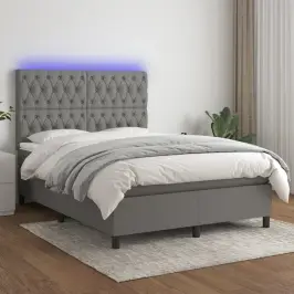Kontinentaalvoodi Madrats Ja Led, Tumehall, 140X200 cm Kangas Kontinentaalvoodi Madrats Ja Led, Tumehall, 140X200 cm Kangas
