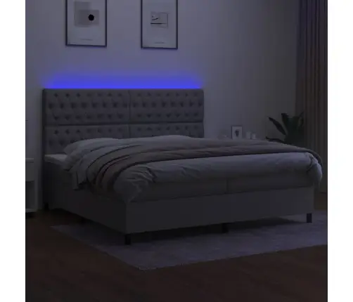 Lova Su Spyruoklėmis/Čiužiniu/Led, Pilka, 200X200 cm Audinys