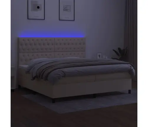 Kontinentaalvoodi Madrats Ja Led, Kreemjas, 200X200 cm Kangas